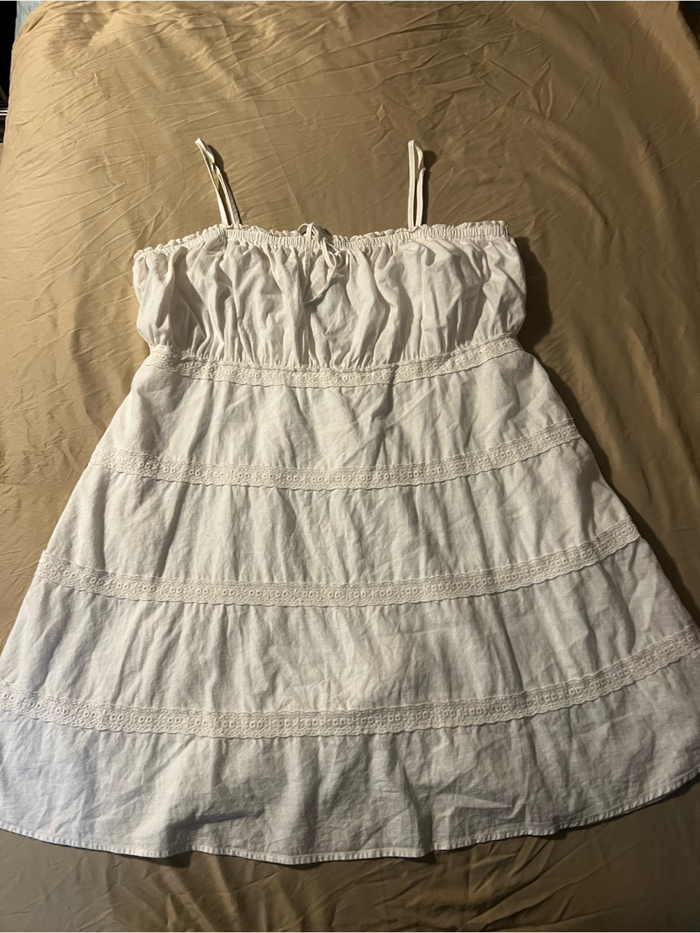 White women’s Tiered Sundress with Adjustable Straps